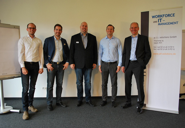 v.l.n.r.: Christian Brandhorst, Stefan Mrozek, Jörg Kütemeier, Thomas Lang, Volker Johannhörster (Foto: p.l.i. solutions GmbH)