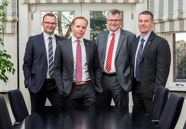 Die Geschäftsführung der NOSTA Holding GmbH. Von links nach rechts: Marcus Thoben (CHRO), Nicolas Gallenkamp (CEO), Thomas Müller (CFO), Mark Grüntjes (COO). (Foto: NOSTA)