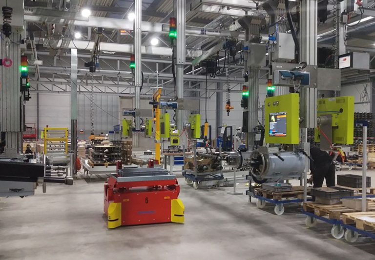 Die Montagelinie bei gigant in Dinklage: Im Zuge der Erweiterung der Produktionskapazitäten wurden die Fertigung und Logistik neu organisiert. Das Manufacturing Execution System von profilsys spielt hierbei eine zentrale Rolle. (Foto: profilsys)