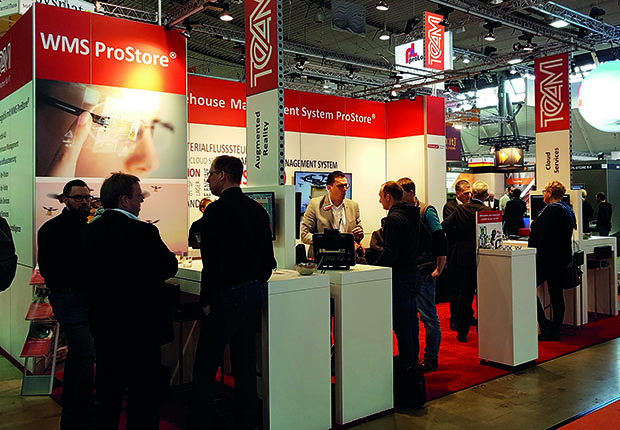 Auf dem Stand der TEAM GmbH haben die Messebesucher die Möglichkeit, sich rund um Intralogistik mit dem coud-fähigem WMS ProStore® zu informieren. (Foto: TEAM GmbH)