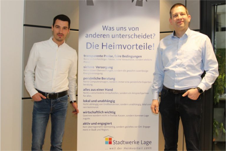 Sie kennen Lage schon viele Jahre: der neue Geschäftsführer, Shteryo Shterev (l.), und der technische Prokurist, Jörg Mikus. Foto: Stadtwerke Lage