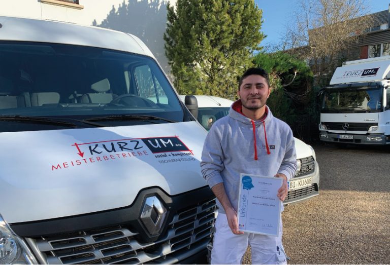 Sein Ziel fest im Blick: Ferho Mirza Ezdin möchte nach der Lehre dem Handwerk treu bleiben und sich auch als Geselle stetig weiterentwickeln. -fOTO. Kurz Um-Meisterbetriebe e. V.