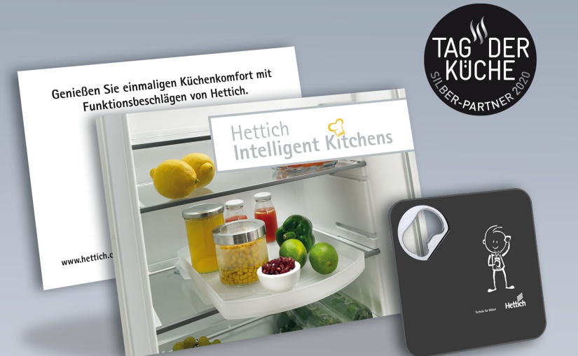 Das Hettich-Aktionspaket zum Tag der Küche 2020 kann vom Küchenfachhandel bis zum 10. September kostenlos angefordert werden: home-info@de.hettich.com Foto: Hettich