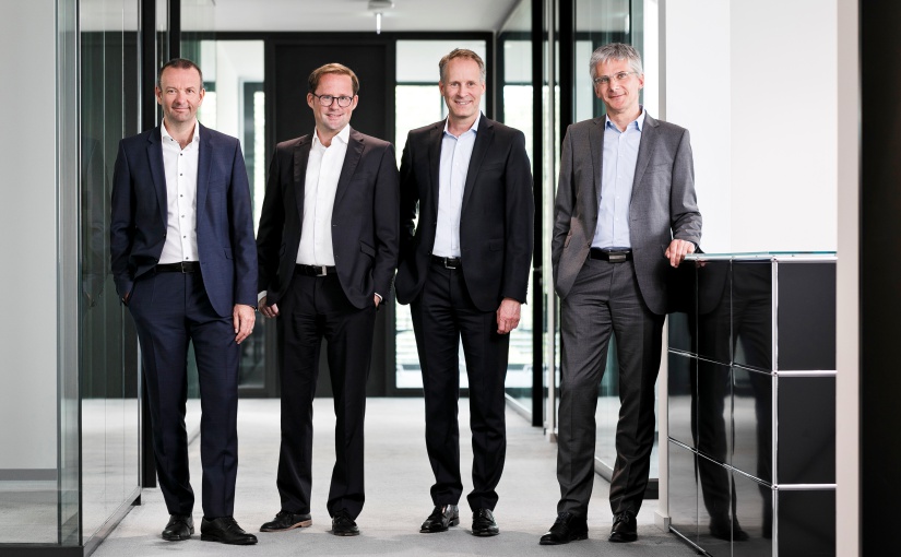 Die Geschäftsführung der Goldbeck GmbH: Jörg Strohmeier, Jan-Hendrik Goldbeck, Jörg-Uwe Goldbeck und Hans-Jörg Frieauff (v.l.). - Foto: Goldbeck