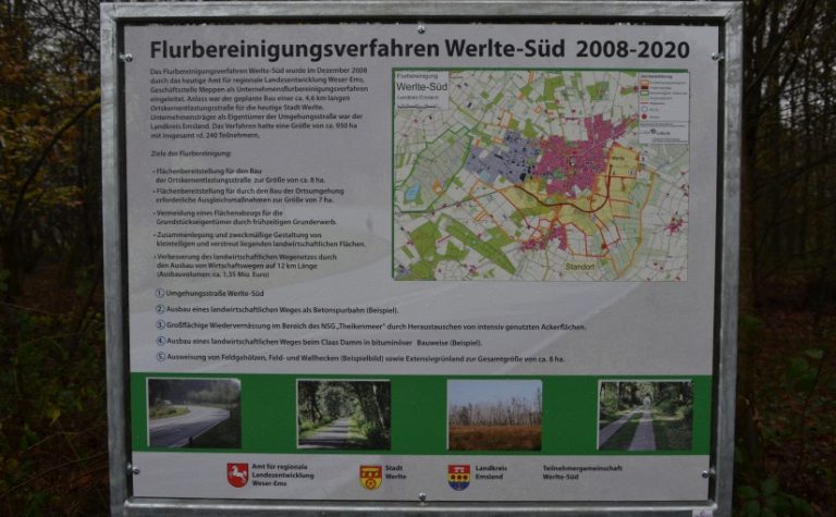 Informationstafel zum Flurbereinigungsverfahren Werlte-Süd. - Bild/Grafik: Samtgemeinde Werlte