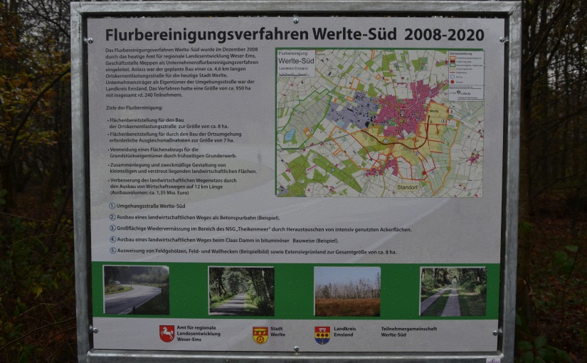 Informationstafel zum Flurbereinigungsverfahren Werlte-Süd. - Bild/Grafik: Samtgemeinde Werlte