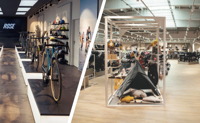 Die Stores von Rose Bikes und Baby One. - Fotos: links Rose Bikes GmbH . Rechts Baby One GmbH