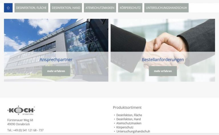 Koch International erstellte einen Webshop für die Stadt und den Landkreis Osnabrück, um die Verteilung von Schutzausrüstung abzuwickeln. - Foto: Koch International