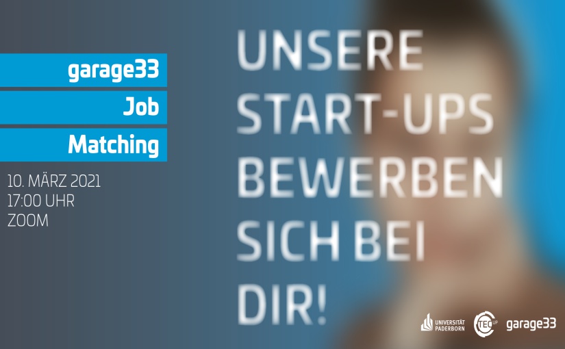 Es ist das erste Mal, dass das TecUP ein digitales Job-Matching initiiert und damit Start-ups aus OWL mit potentiellen Mitarbeitenden zusammenbringt. - Grafik: Universität Paderborn