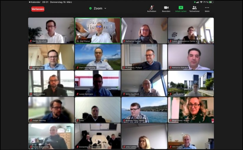 Über 30 Teilnehmer – nicht alle davon mit Video online – zählte die jüngste Sitzung des Fachbeirats Logistik des Daten Competence Center am 18. März. - Foto: DCC