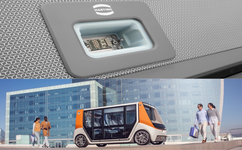HARTING liefert eine speziell designte Schnittstelle, die den „metroSNAP“ (unten) mit Power, Data und Signal versorgt. - Fotos: HARTING, metroSNAP