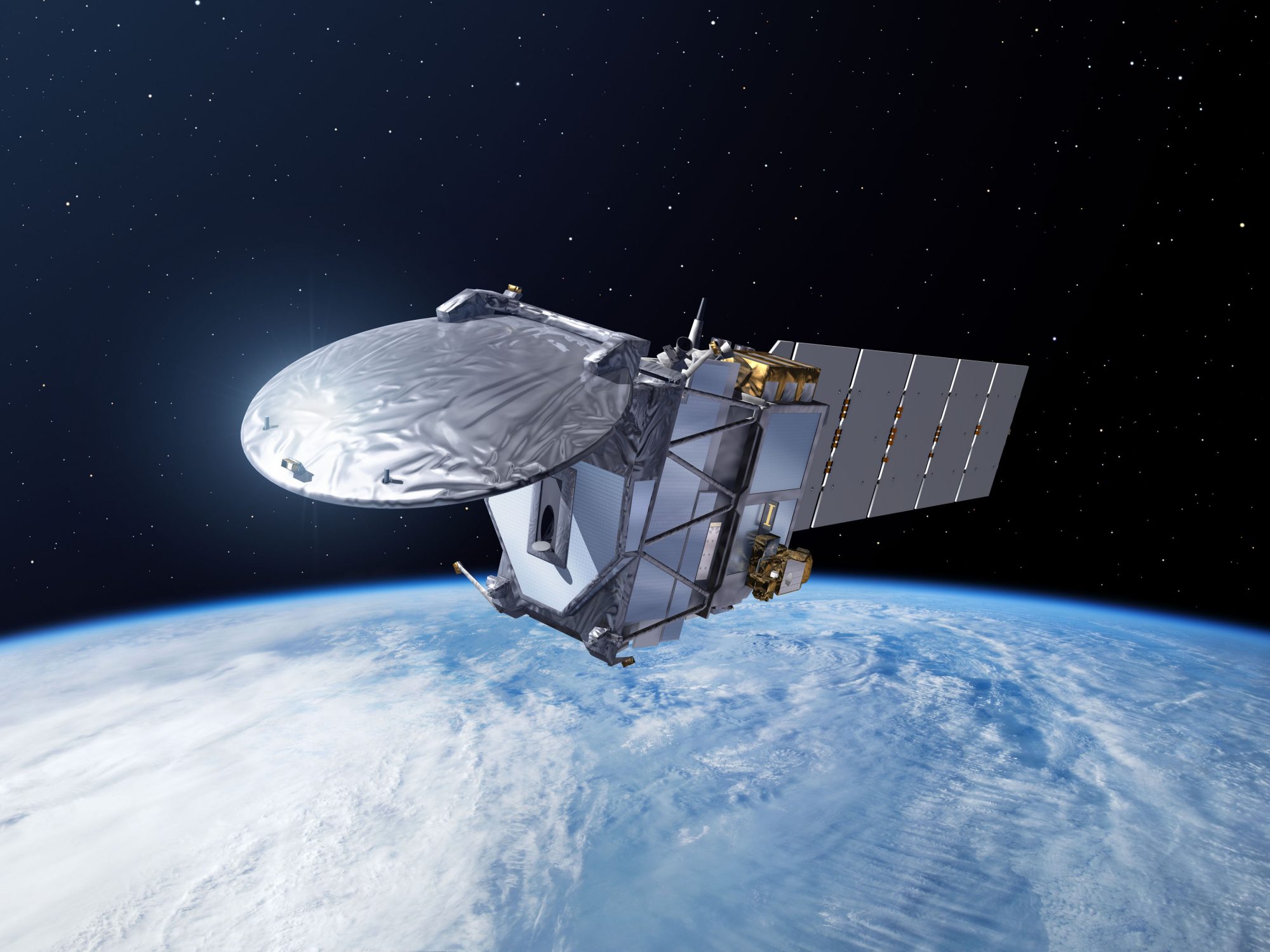 Der Erdbeobachtungs-Satellit EarthCARE im Einsatz. (Grafik: ESA-P.Carril)