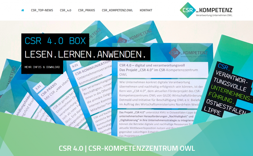 Das CSR-Kompetenzzentrum OWL veröffentlicht die „CSR 4.0 Box“ mit geballtem Know-how rund um Unternehmensverantwortung, Digitalisierung und Nachhaltigkeit. (Foto: Gildezentrum)