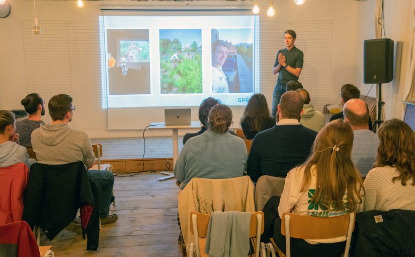 Münsters Social-Entrepreneurship-Szene vernetzte sich bei der fünften Social Impact Night in der Trafostation. Hier im Bild: GROME-Gründer Hanno Weimer. (Foto: FH Münster/Frederik Tebbe)