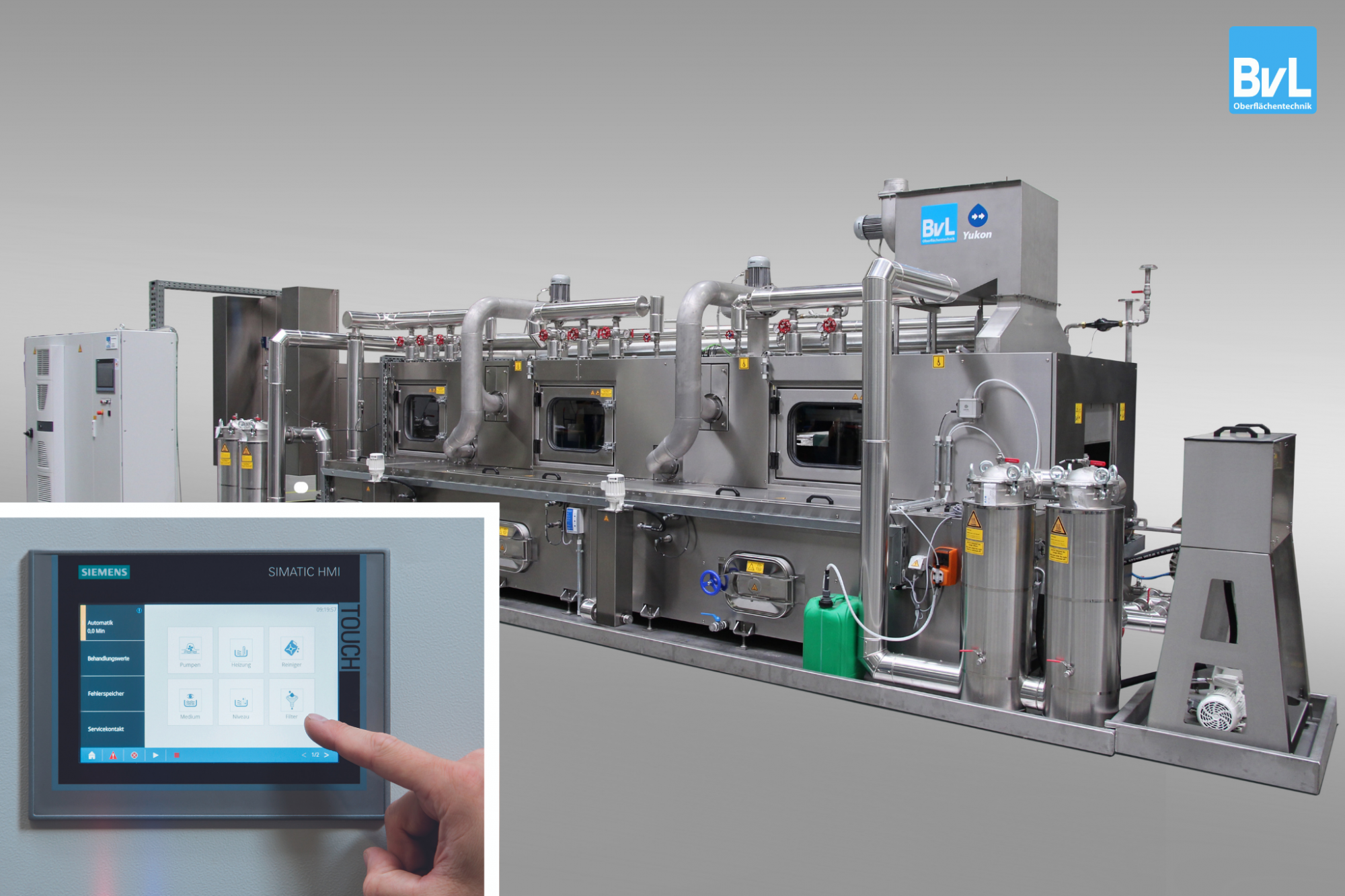 Intelligente Anlagenkontrolle und –steuerung: Abluftmanagement, Trocknungssteuerung und automatische Badsteuerung (Foto: Bvl Oberflächentechnik GmbH)