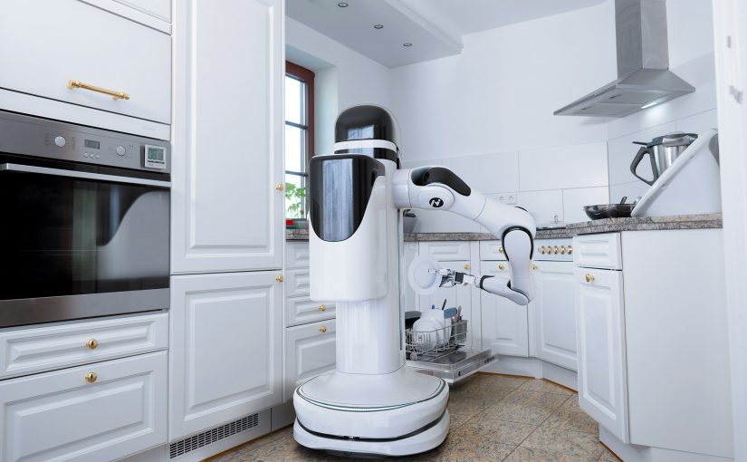 Wie kann ein Roboter in der Küche unterstützen? Das neue it’s OWL Projekt „MenschRoboter-Kollaboration in der Küche der Zukunft“ beschäftigt sich mit der Entwicklung eines Service-Roboters, der den Geschirrspüler ein- und ausräumt. (Foto: Neura Robotics GmbH)
