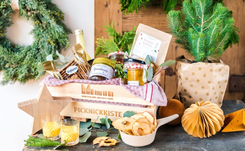 Das perfekte regionale Weihnachtsgeschenk: eine Picknickkiste aus dem Münsterland. Symbolbild Picknickkiste (Foto: Münsterland e.V./Foodistas)