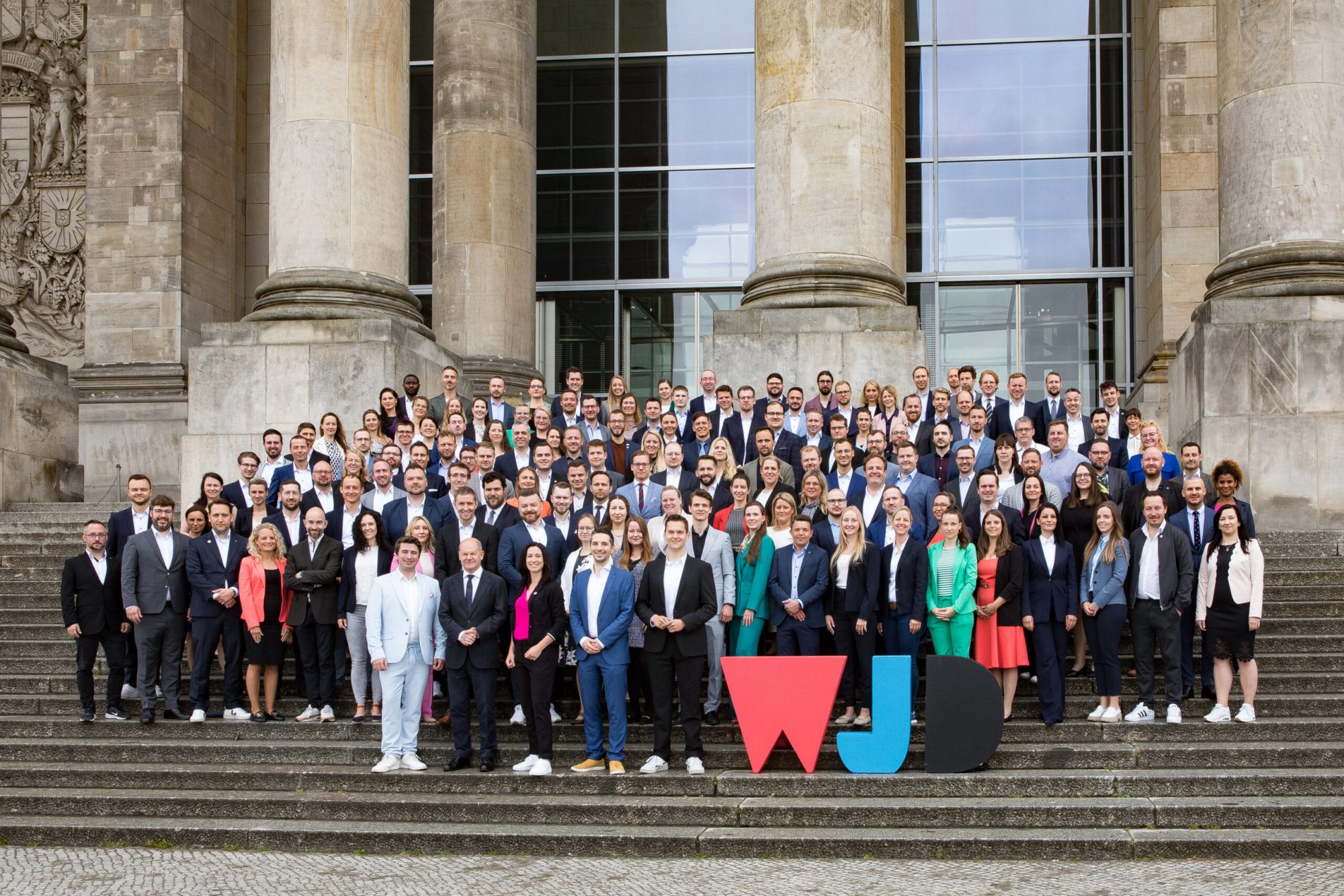 Die junge Wirtschaft beim Know-how-Transfer mit Bundeskanzler Olaf Scholz in Berlin (Copyright: WJD/Jana Legler)