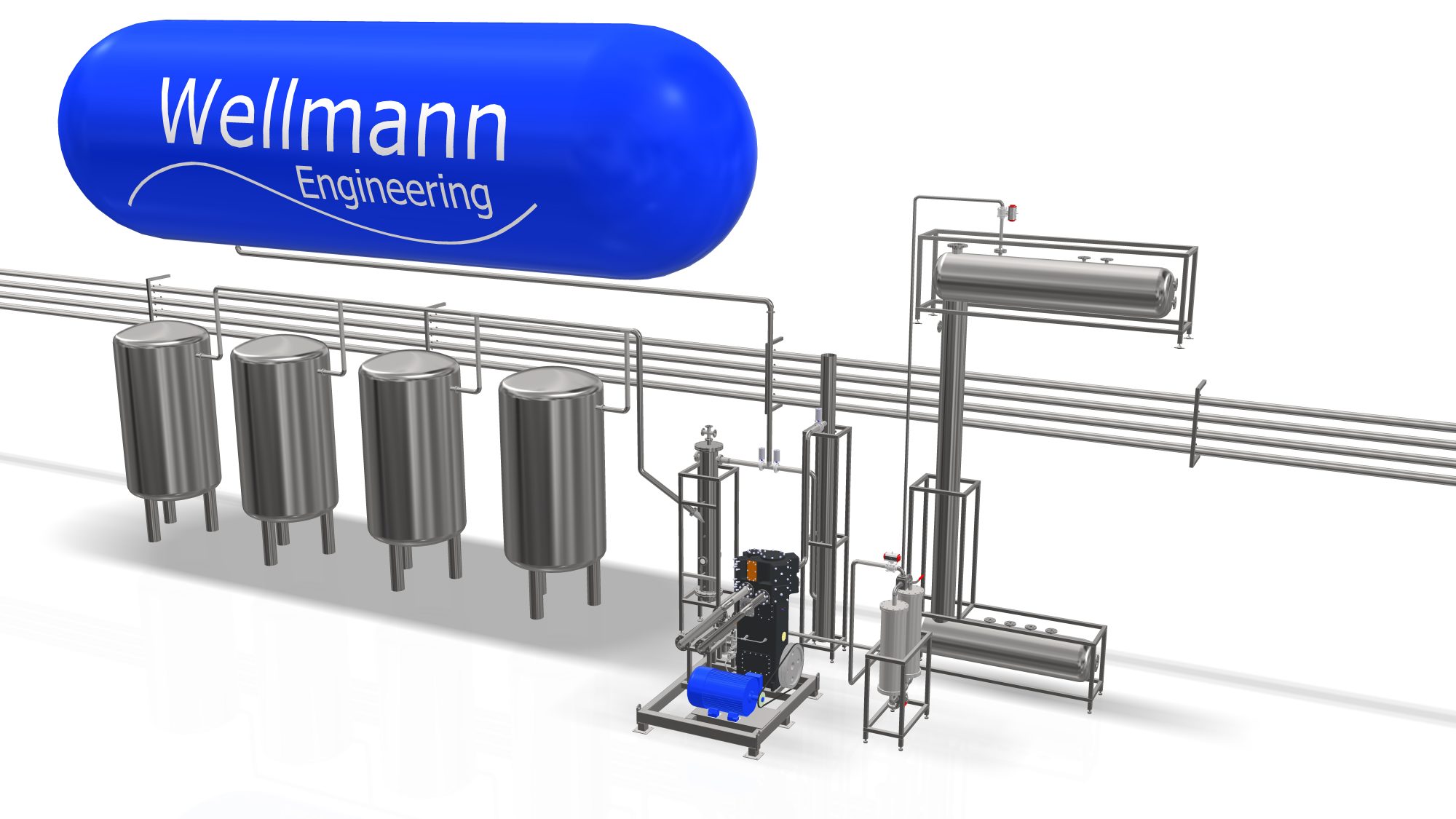 Highlight auf dem Wellmann-Messestand ist ein Modell der CO2-Rückgewinnungsanlage, die Wellmann gemeinsam mit der Westerwald-Brauerei in Hachenburg entwickelt hat. (Foto: Wellmann)