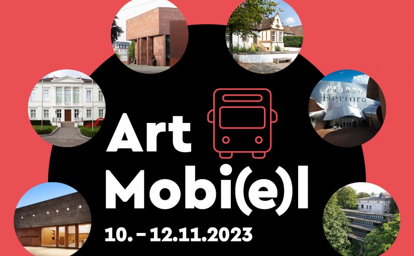 Sechs Museen, drei Tage, ein Ticket und das ganze Wochenende Kunst pur – das ist ArtMobi(e)l 2023. (Grafik: deteringdesign GmbH)