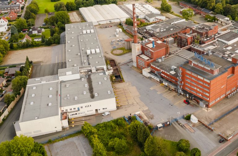 Blick auf das Zentral- und Hochregallager auf dem ehemaligen Homann-Gelände (Foto: oleg mbH)