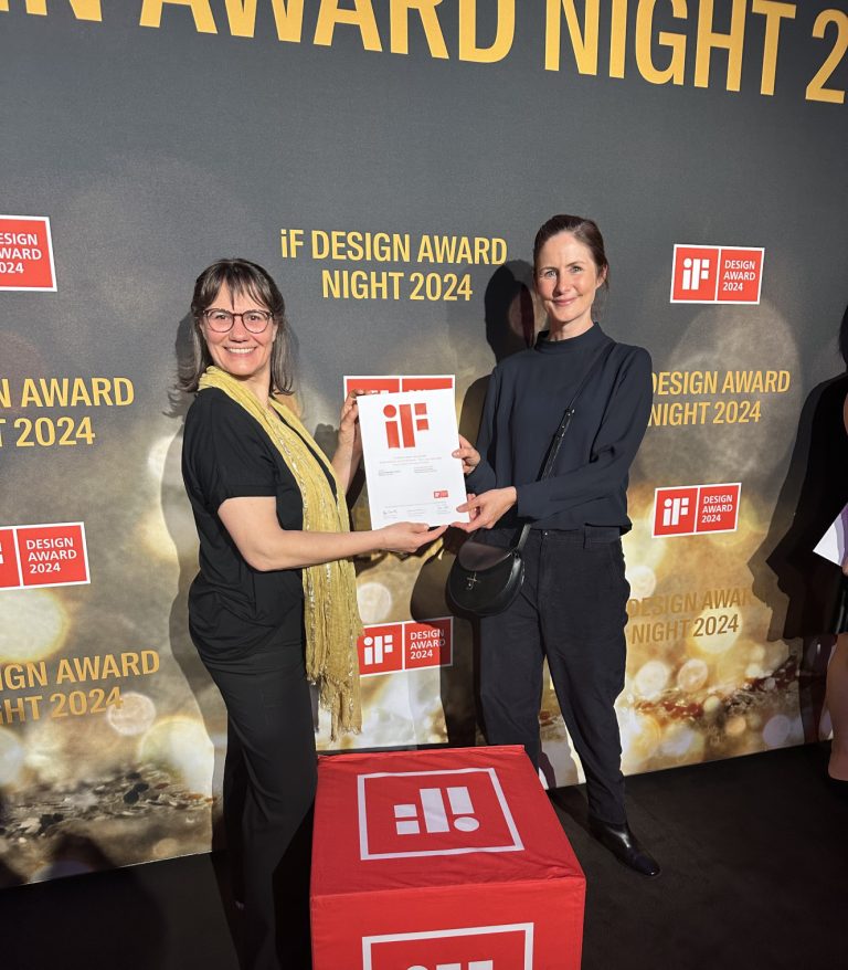 (v.l.) Dr. Susanne Kasparek (Sita) und Janine Budde (Budde Burkandt Design) bei der Preisverleihung im Friedrichstadt-Palast, Berlin. (Foto: Sita)