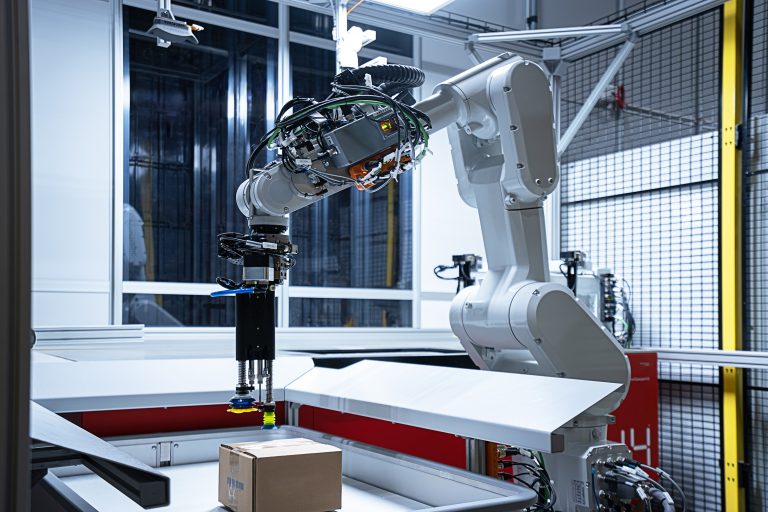 KI-basierte Technologien wie dieser intelligente Roboterarm im Multi-User-Center in Greven-Reckenfeld verändern die Arbeitswelt. Der Logistikdienstleister Fiege hat nun selbstbindende Leitlinien für den Einsatz von Künstlicher Intelligenz geschaffen. (Foto: Fiege)