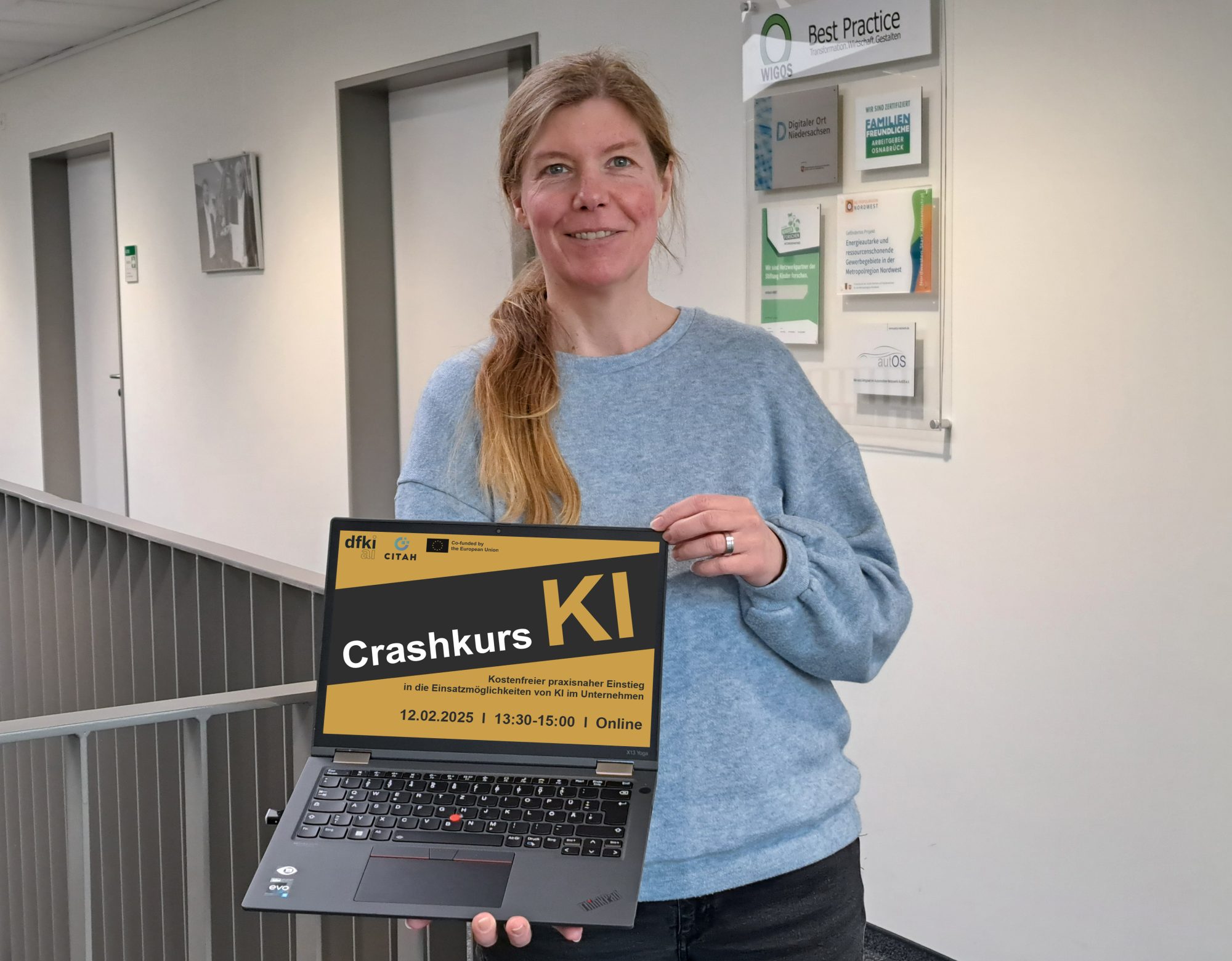 Andrea Frosch vom WIGOS-UnternehmensService freut sich auf den Crashkurs. (Foto: Eckhard Wiebrock / WIGOS)