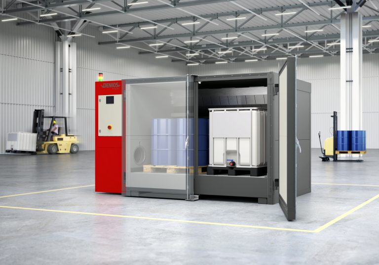 Heißer Inhalt: Die neue Wärmekammer HB (Heating Box) von DENIOS schafft Temperaturen von bis zu 120 Grad und ist dabei besonders effizient (Foto: Denios)