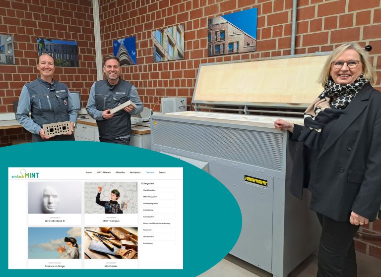 Alexander Schröder, Betriebsleiter Feldhaus Klinker und Dipl.-Ing. Annette Dittmar sowie MINT-Koordinatorin Anke Kellermeier freuen sich über das Interesse von Unternehmen (Foto: WIGOS)