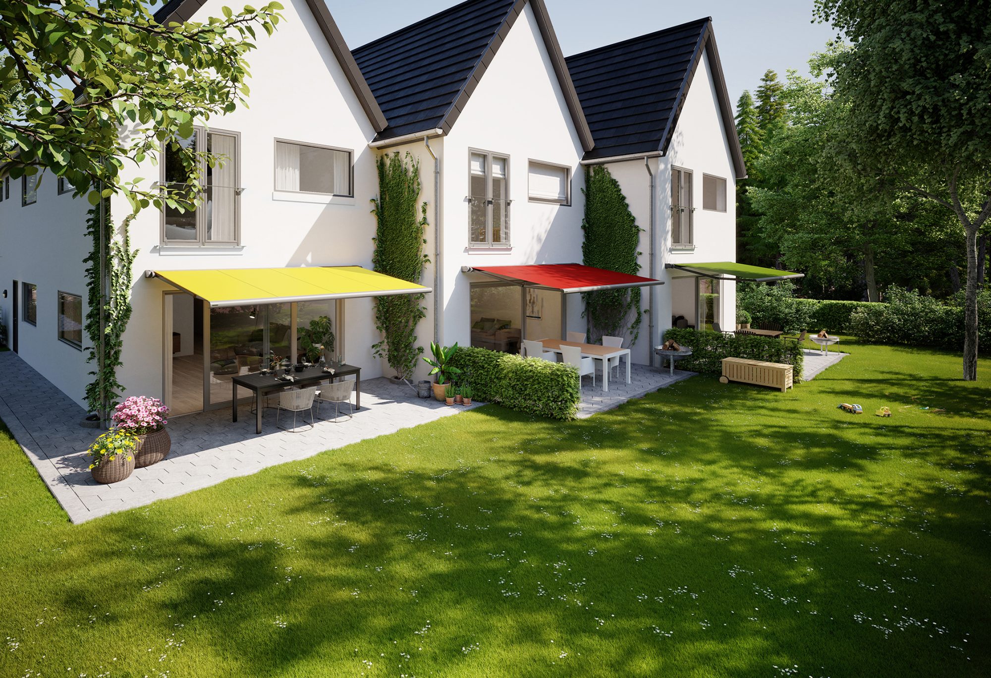 Die „markilux 900“ ist eine filigrane Gelenkarmmarkise mit Vollkassette für Balkone und kleine Terrassen. Sie eignet sich für die Wand- und Deckenmontage sowie für das Befestigen mittels innovativem Klemm-Mechanismus. (Foto: markilux GmbH + Co. KG)