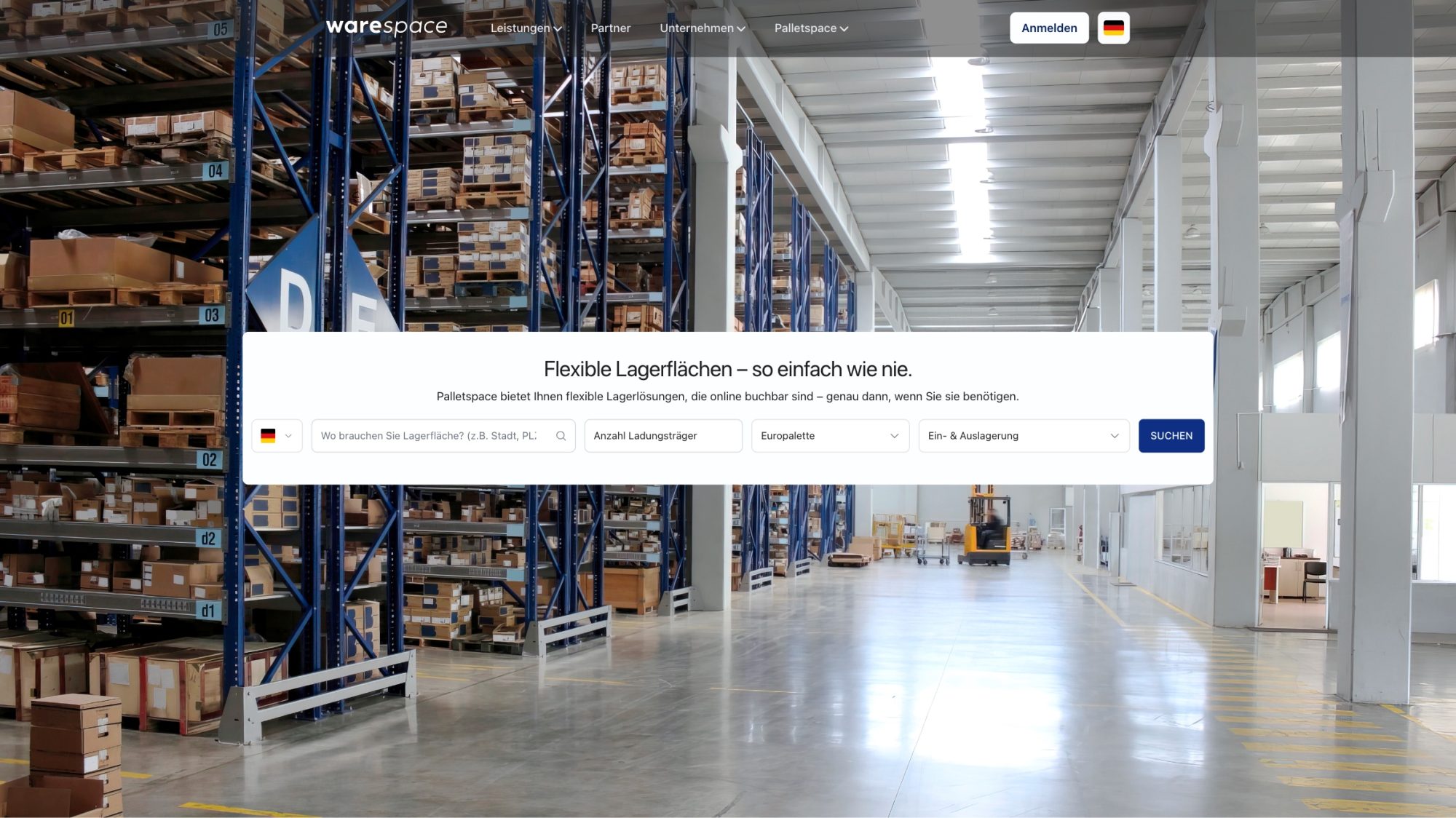 Durch die Öffnung des Portals Palletspace für neue Anbieter erweitert das digitale Logistik-Start-up Warespace die über die Plattform buchbaren Lagerstellplatzkapazitäten signifikant (Bildquelle: Warespace)