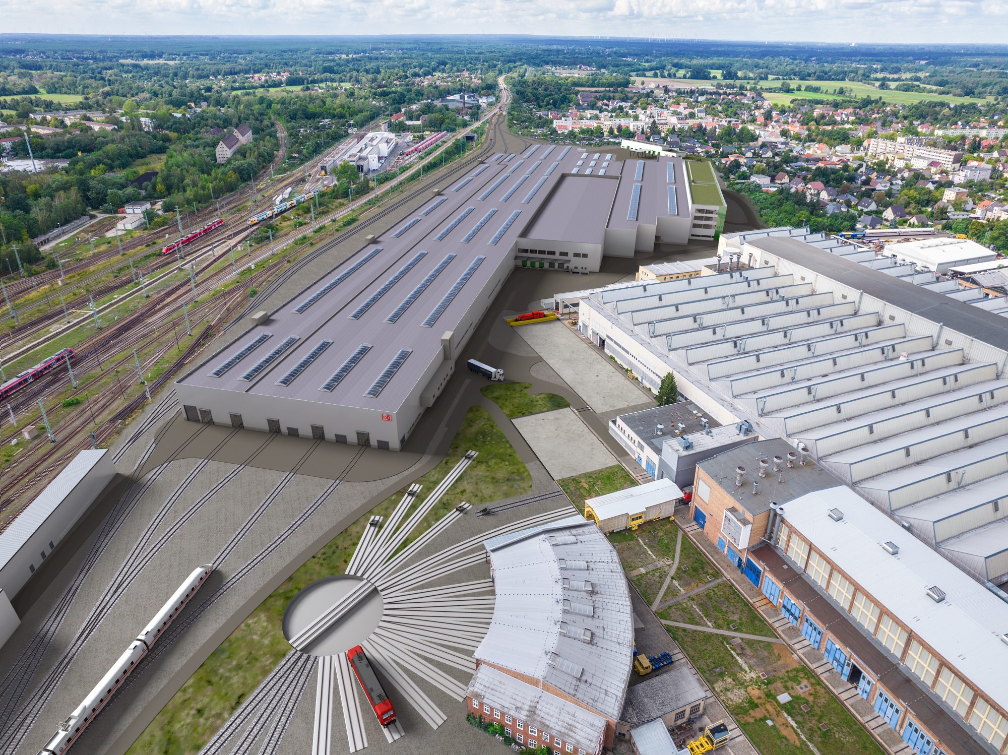 Die SLF Oberflächentechnik GmbH erhält den Großauftrag für die Ausrüstung des Lackiergleises im neuen Instandhaltungswerk der Deutschen Bahn AG in Cottbus. (Foto: Deutsche Bahn AG)