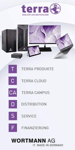 Werbebanner: WORTMANN AG – TERRA IT-Produkte, Cloud, Campus, Distribution, Service und Finanzierung