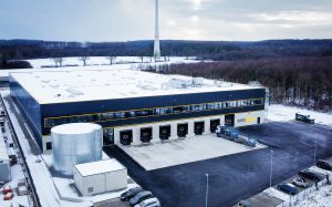 Luftaufnahme der neuen Sita Logistikhalle im Aurea Gewerbegebiet in Rheda-Wiedenbrück