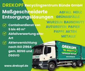 Werbebanner: Drekopf - maßgeschneiderte Recycling- und Entsorgungslösungen